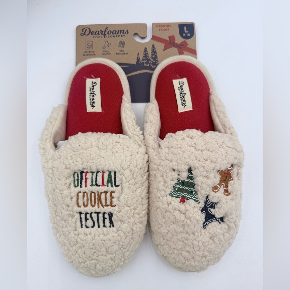 Dearfoams Cozy Comfort Cookie Tester Scuff Slippers Size LG 9-10 Memory Foam NWT